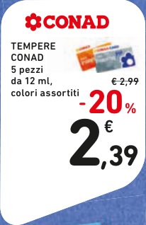 Tempere Conad 5 pezzi da 12 ml, colori assortiti