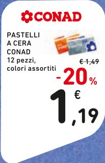 Pastelli a cera Conad 12 pezzi, colori assortiti