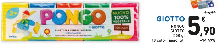 Pongo Giotto 500 g, 10 colori assortiti