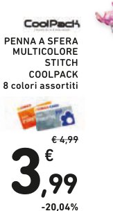 Penna a sfera multicolore Stitch CoolPack, 8 colori assortiti
