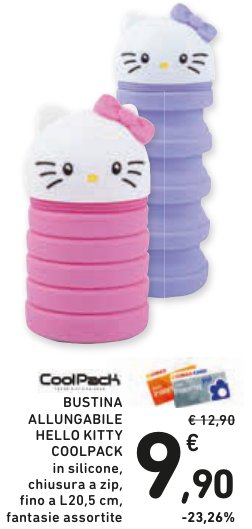 Bustina allungabile Hello Kitty CoolPack in silicone, chiusura a zip, fino a L 20,5 cm, fantasie assortite