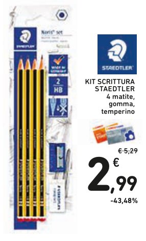 Kit scrittura Staedtler, 4 matite, gomma e temperino