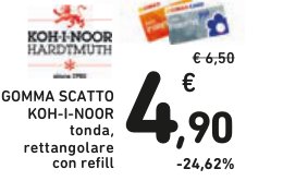 Gomma scatto tonda, rettangolare con refill