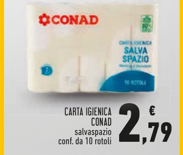 Carta igienica Conad Salvaspazio, confezione da 10 rotoli