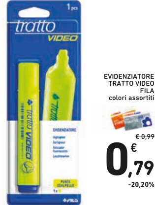 Evidenziatore Tratto Video Fila, colori assortiti