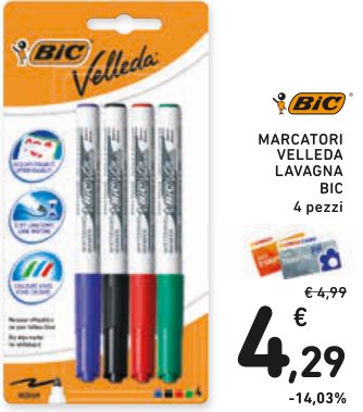 Marcatori Velleda Lavagna Bic 4 pezzi