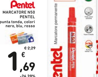 Marcatore N50 Pentel, punta tonda, colori nero, blu, rosso