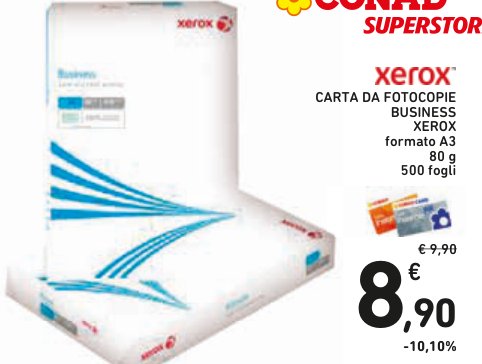 Carta da fotocopie Business Xerox formato A3 80 g, 500 fogli