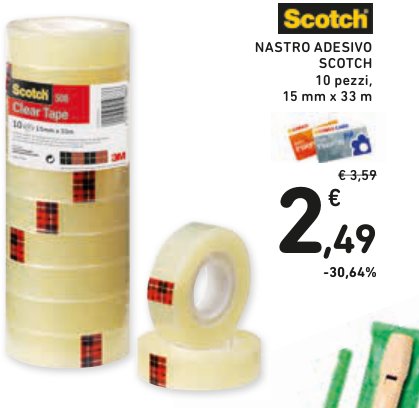 Nastro adesivo 10 pezzi, 15 mm x 33 m