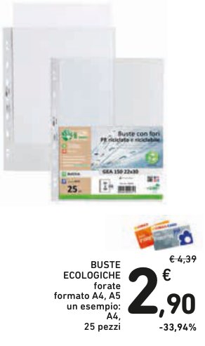 Buste ecologiche, formato A4/A5 (es. A4), 25 pezzi