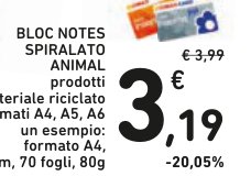 Bloc notes spiralato Animal in materiale riciclato, formati A4, A5, A6, un esempio: formato A4, 5 mm, 70 fogli, 80 g