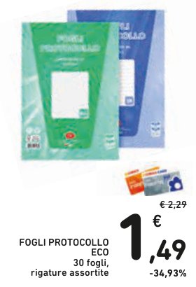 Fogli protocollo ECO, 30 fogli, rigature assortite
