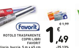 Rotolo trasparente copri libri Favorit, liscio, buccia, 5 m x 45 cm