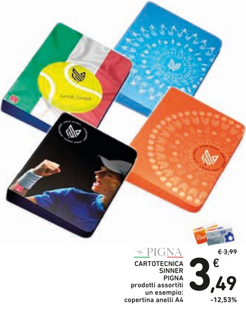 Cartotecnica Sinner Pigna, prodotti assortiti, un esempio copertina anelli A4