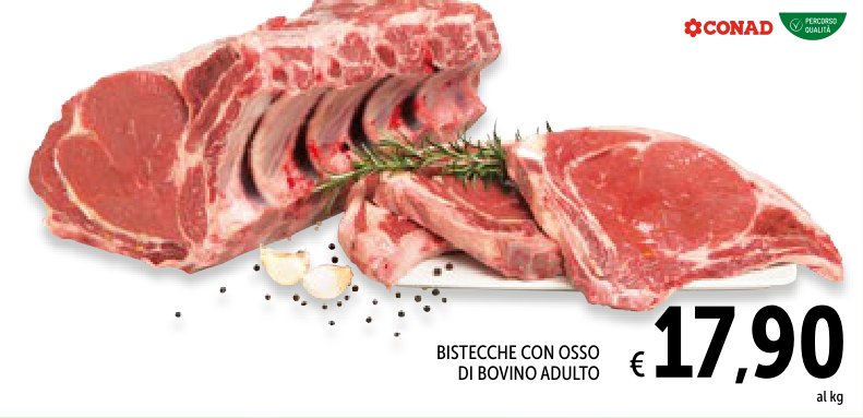 Bistecche con osso di bovino adulto