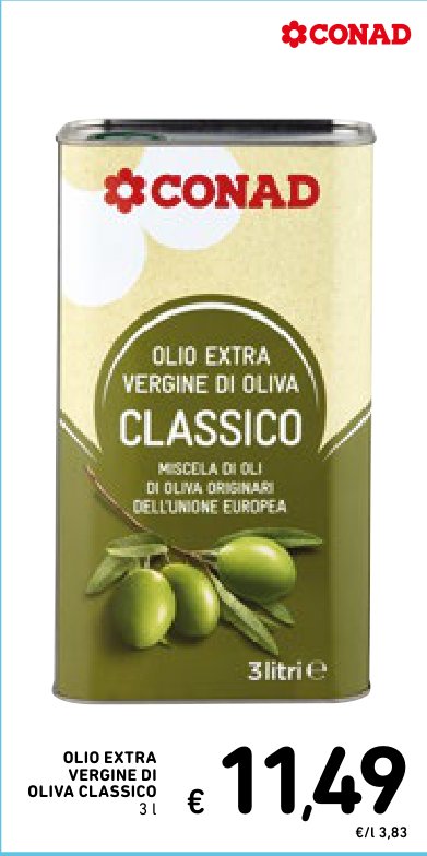 Olio extra vergine di oliva Classico Conad, 3 l
