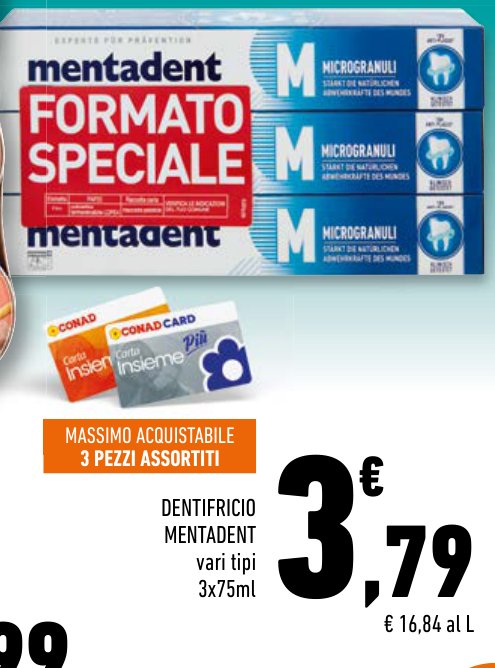 Dentifricio Mentadent vari tipi 3x75ml