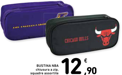 Bustina NBA con chiusura a zip, squadre assortite