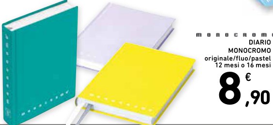 Diario Monocromo originale/fluo/pastel 12 mesi o 16 mesi