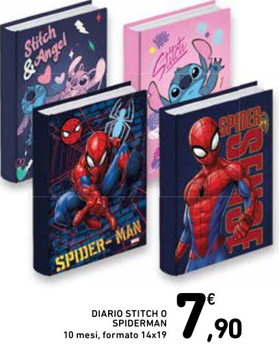 Diario Stitch o Spiderman, 10 mesi, formato 14x19