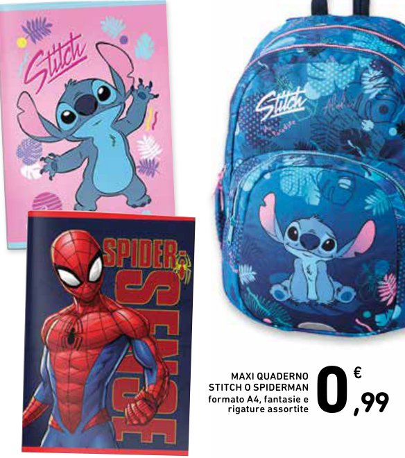 Maxi quaderno Stitch o Spiderman formato A4