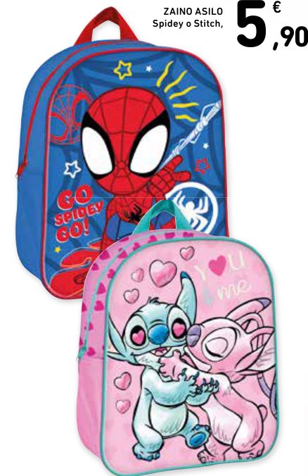 Zaino asilo Spidey o Stitch