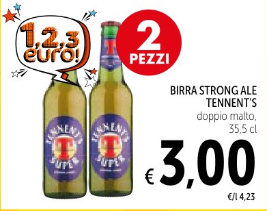 Birra Strong Ale Tennent's, doppio malto, 35,5 cl