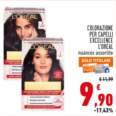 Colorazione per capelli Excellence L'Oréal, nuances assortite